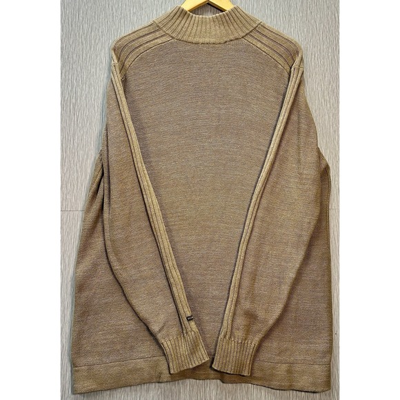Columbia Sweater Adult Extra Large Oatmeal Tan 1/4 Zip Pullover Ribbed Classic - Picture 5 of 9
